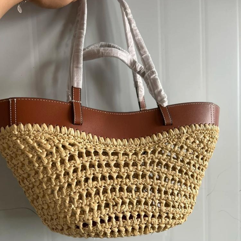 Women'S Raffia Bags - Marca oco tecido saco de praia