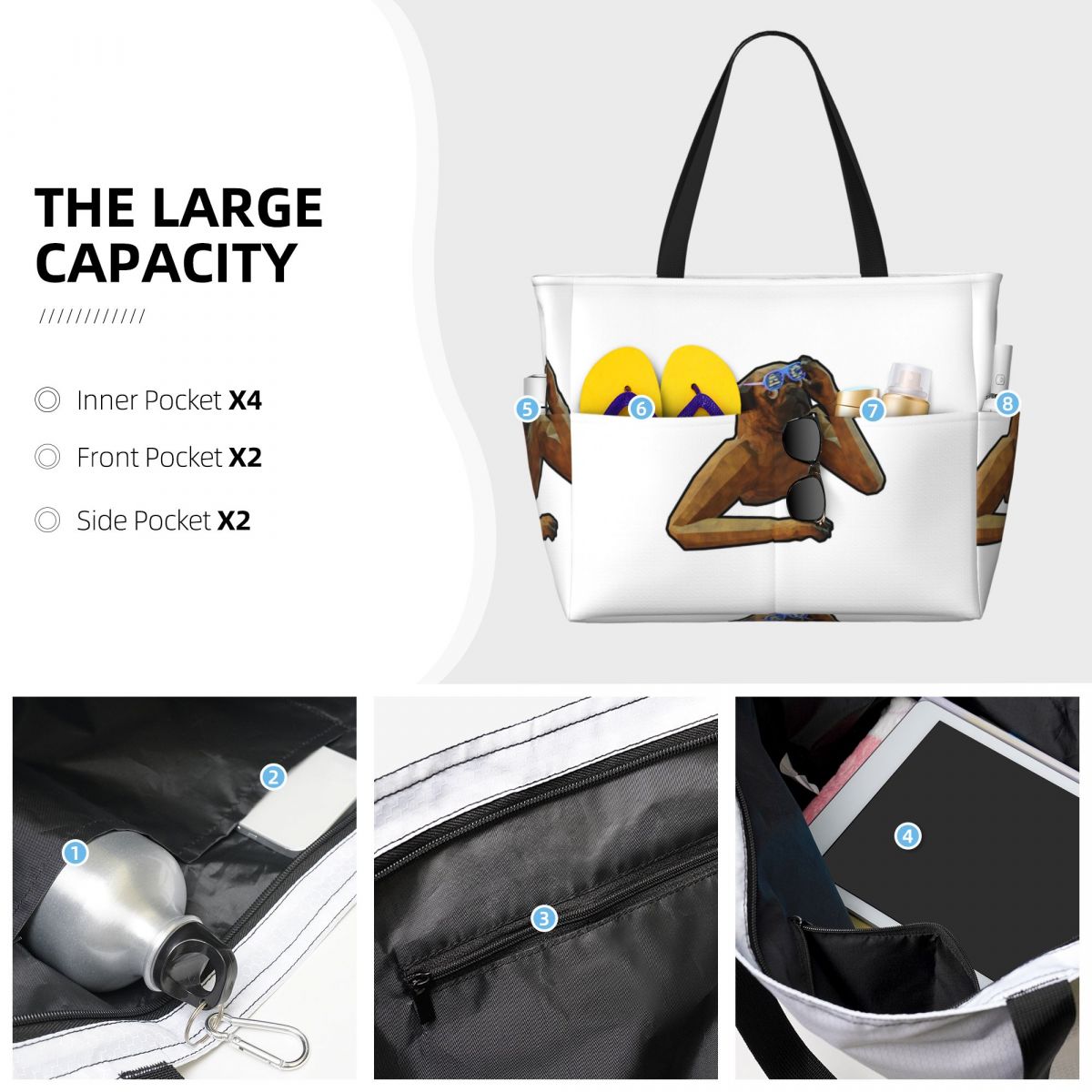Bolsa de praia com tema de pug - Women Bags Company avaliação e preço