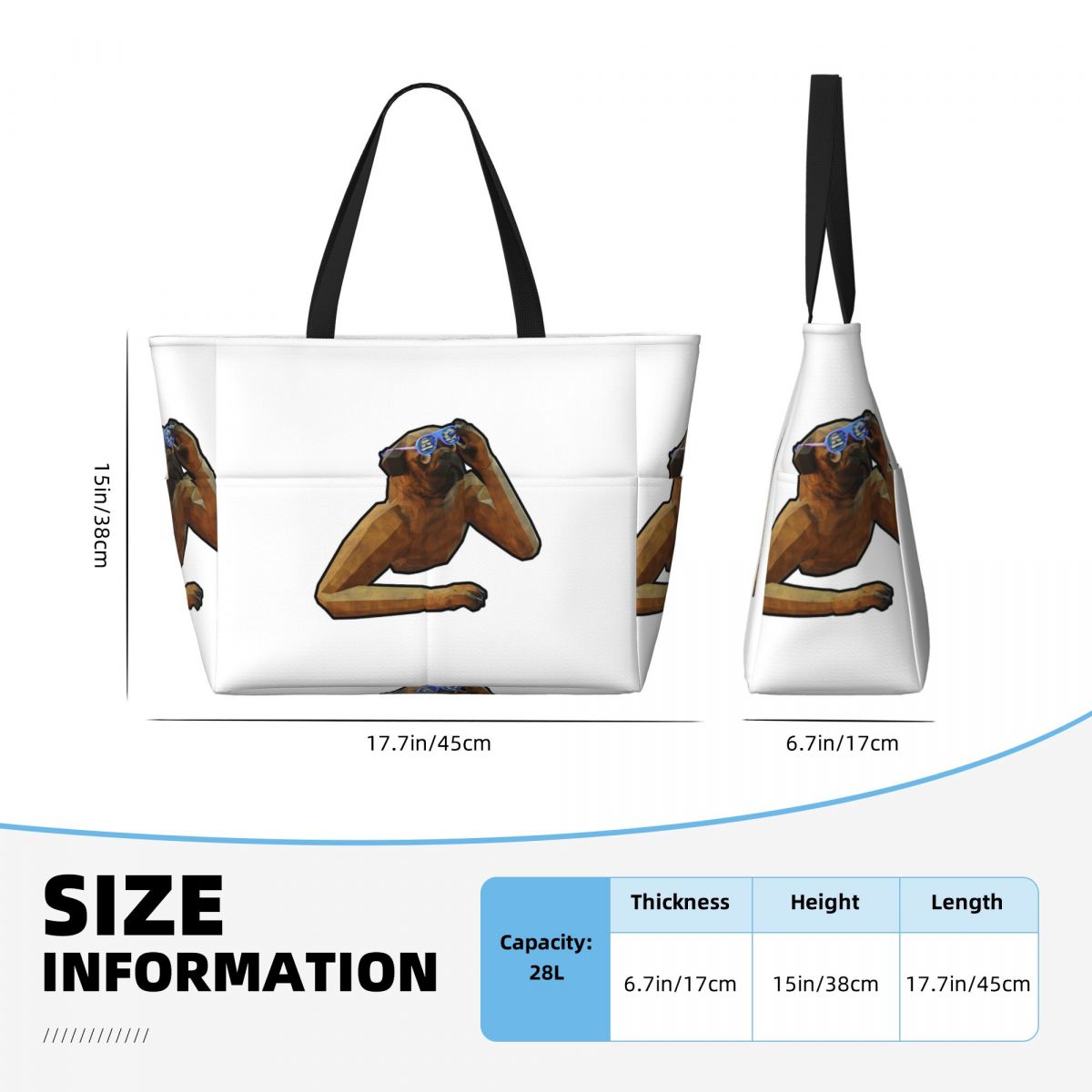 Bolsa de praia com tema de pug - Women Bags Company avaliação e preço