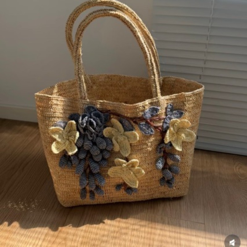 Nova Bolsa de Praia Artesanal  - Women'S Raffia Bags avaliação e preço
